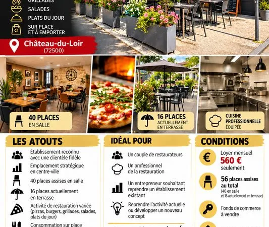 à vendre - fonds de commerce brasserie / restaurant / pizzeria
