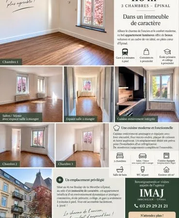 Bel Appartement à louer- 110 m2- centre Epinal
