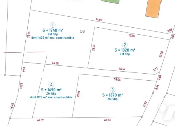 Terrain 1370 m²