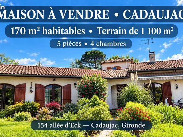 Maison à vendre à Cadaujac Maison de 5 pièces comprenant 4 chambres, située au 154 allée d'Eck, à Ca