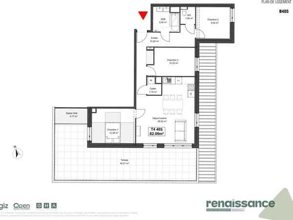 Résidence RENAISSANCE Appartement F4 neuf Lot B405