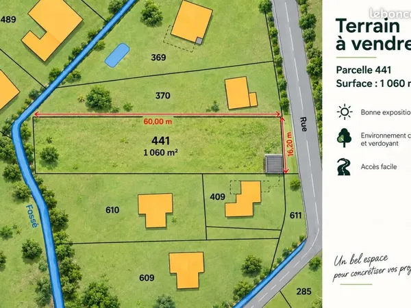 Terrain 1 000 m² Cazedarnes