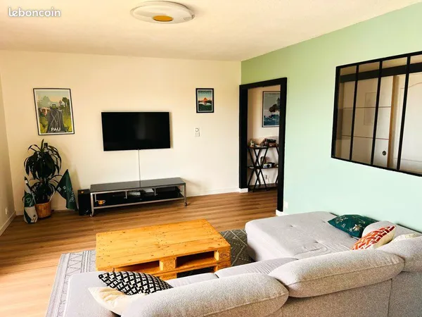 🌄 PAU - T3 MEUBLÉ 85 m² - 2 CHAMBRES - VUE PYRÉNÉES, BALCON & PARKING PRIVÉ