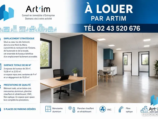 Bureaux 86 m² La Chapelle-Saint-Aubin