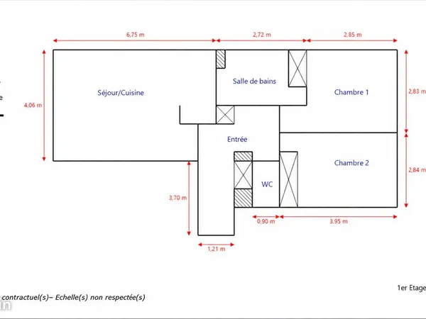T3 61 m² Chalâtres - parking couvert - ascenseur - particulier