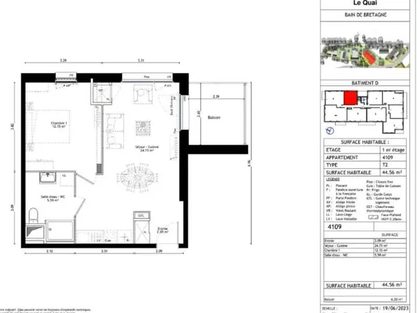 Appartement 2 pièces 44 m²