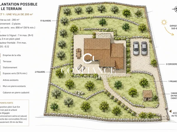 CHATEAUNEUF VILLEVIEILLE SUPERBE TERRAIN CONSTRUCTIBLE VIABILIS