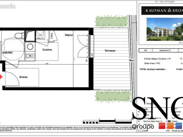 Appartement 1 pièce 22 m²