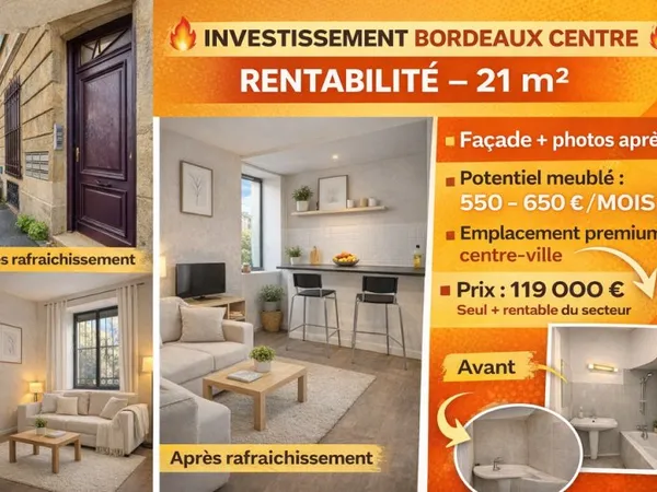 BORDEAUX CENTRE ? Studio 21 m² ? Idéal Investisseur