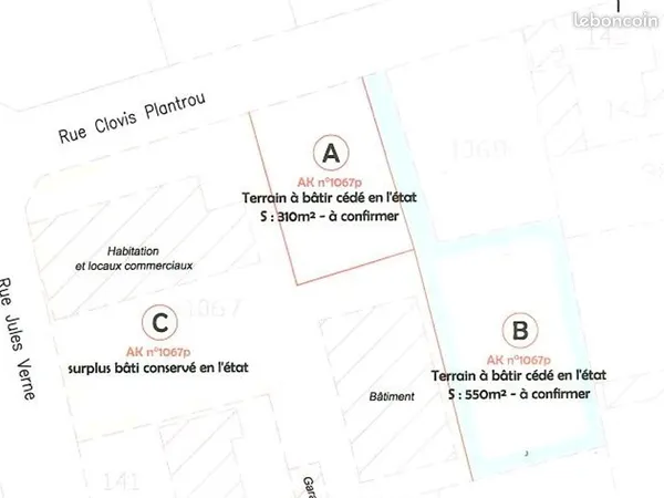 AV Terrain a bâtir 330m² et 560m² centre Oissel