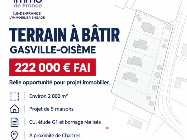 Terrain à vendre de 2001 m² à Gasville Oisème - Réf. 1644