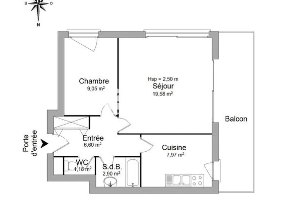 Appartement 2 pièces 47 m²