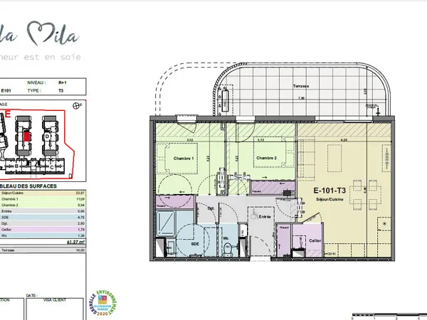 APPARTEMENT NEUF T3 - 61 M² - TERRASSE 16 M² - PARKING