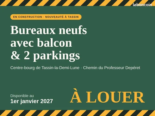 Bureaux neufs 57 m² + balcon + 2 parkings - Tassin centre