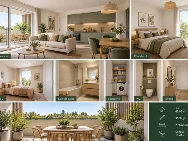 T3 lumineux avec grande loggia  Villenave-d'Ornon