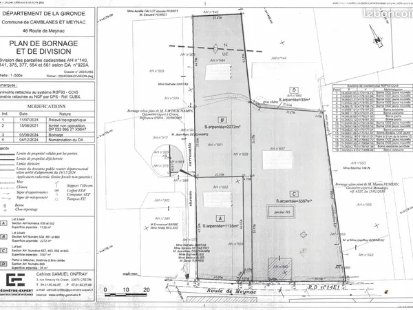 Terrain à bâtir 2272 m2. Camblanes et Meynac
