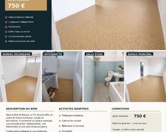 T2 Local professionnel/ Bureau/Cabinet/DIDIER DESROCHER