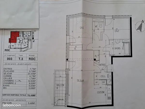 Appartement T3 vitré (beauvais)
