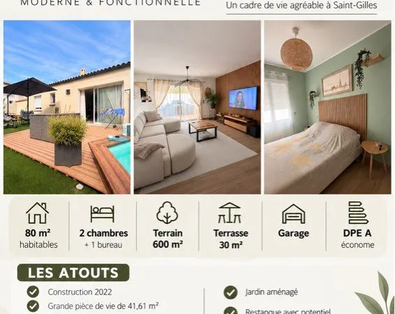 Maison récente 80m2 - terrain 600m2