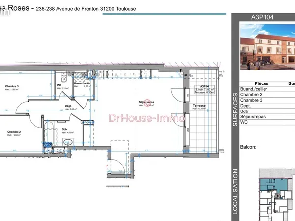 Appartement 3 pièces 73 m²