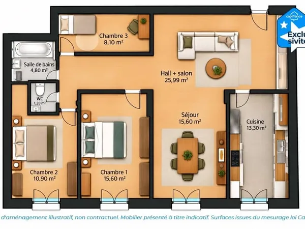 VALSERHÔNE (01200) - APPARTEMENT T4 - 95,57 M² + CAVE