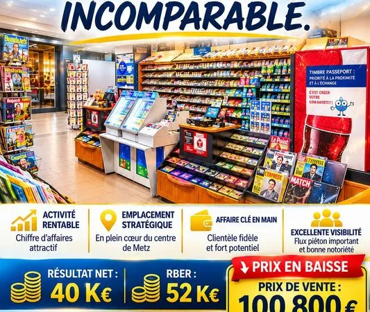 Fdj, fonds de commerce, presse 75 m² Metz