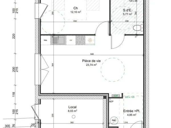 Appartement 2 pièces 46 m²