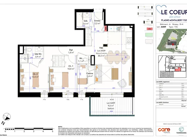 Appartement 3 pièces 74 m²