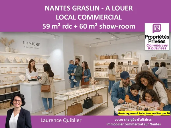 44000 NANTES - LOCAL COMMERCIAL 119 m² , A LOUER QUARTIER GRASLIN