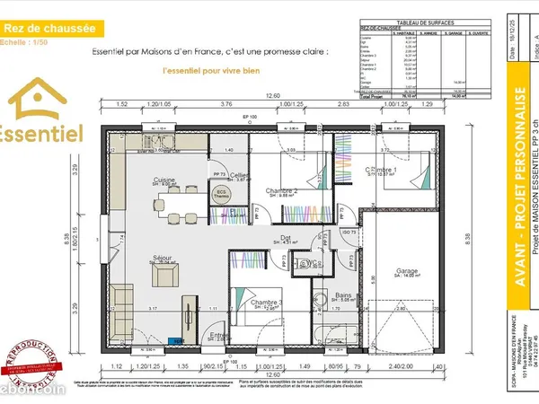Projet de construction d'une maison 76 m² avec terrain à CHATILLON-LA-PALUD (01)