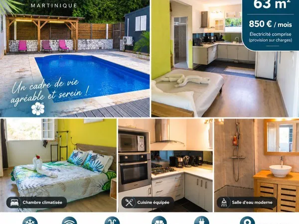 T2 meublé 63 m² avec piscine - Pointe Hyacinthe, Le Robert
