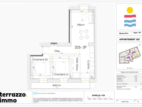 Appartement 3 pièces 51 m²