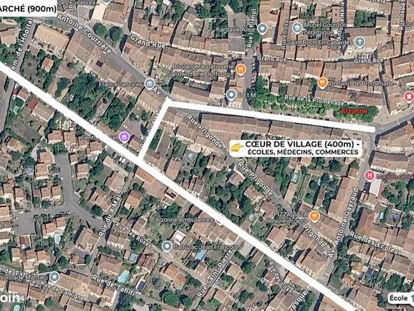 Terrain à bâtir 750 m² viabilisé - Plein centre Alzonne (au calme)
