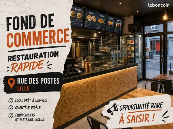 Fonds de commerce RESTAURATION - Rue des Postes à Lille