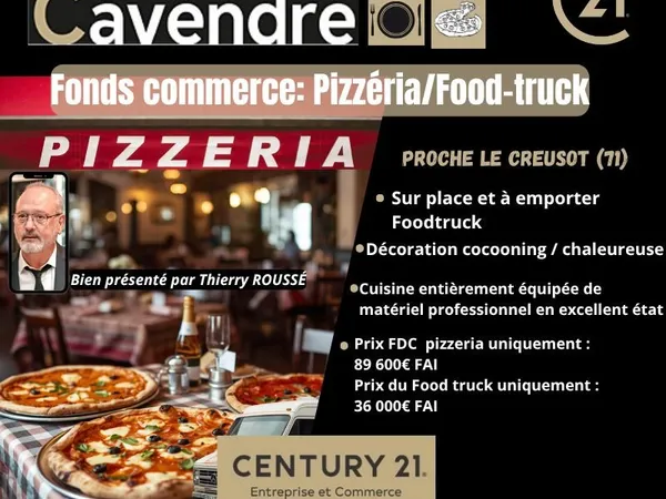 Fonds de commerce, pizzeria 1 m² LE CREUSOT