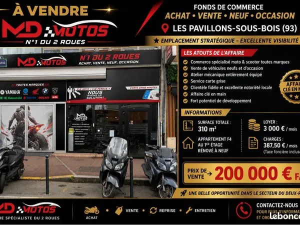 À vendre Fond de commerce magasin de moto