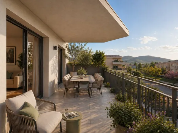 CAGNES-SUR-MER : PROXIMITE DES COMMERCES ET GRANDS AXES : BEAU 3 PIECES D'ANGLE AVEC TERRASSE VUE