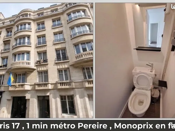 Studio meublé Paris 17e - 950 tout compris - Rue de Courcelles - WC & Ascenseur - Bail civil