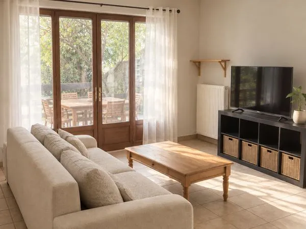Duplex F4 de 116 m², entre maison et appartement, avec patio et grand garage de 46 m²
