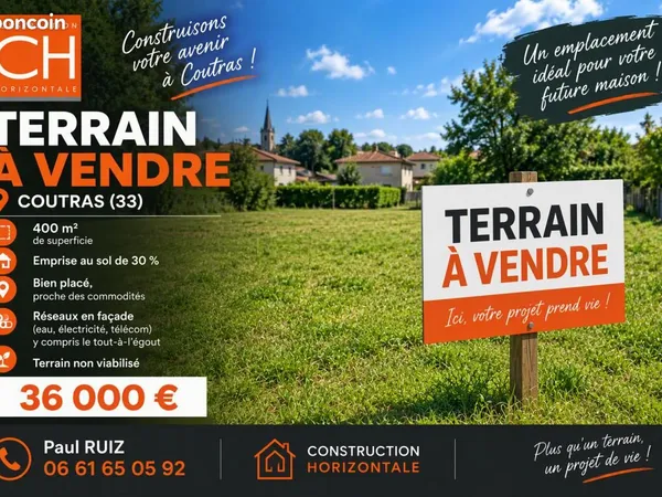 Terrain 400 m² Coutras