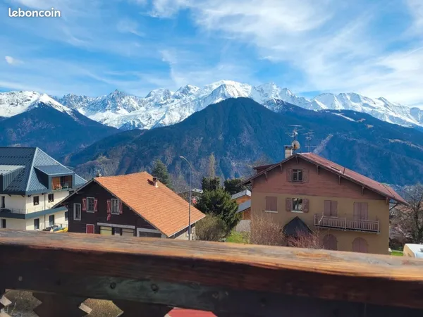 Location Studio T1 40 m² - Balcon et vue Mont-Blanc