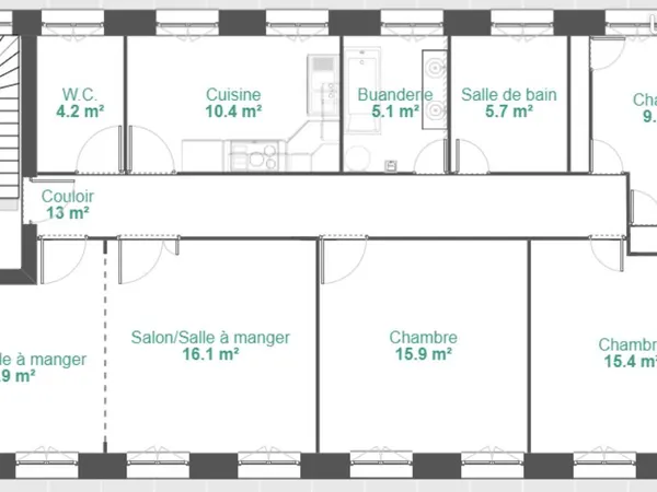 T4 110 m² traversant, rénové à neuf — Louviers