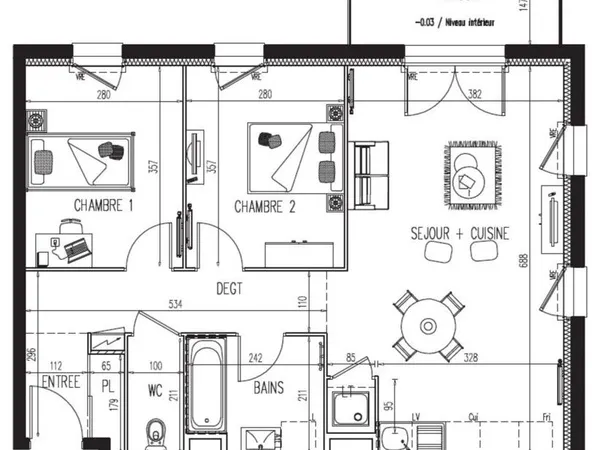 T3 neuf 63 m² avec balcon et parking - Mainvilliers