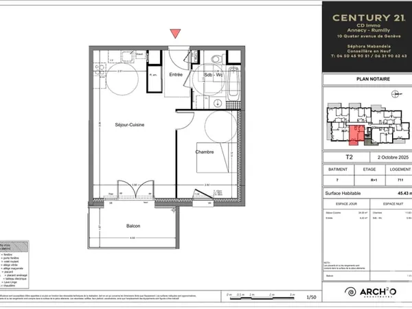 Appartement 2 pièces 45 m²