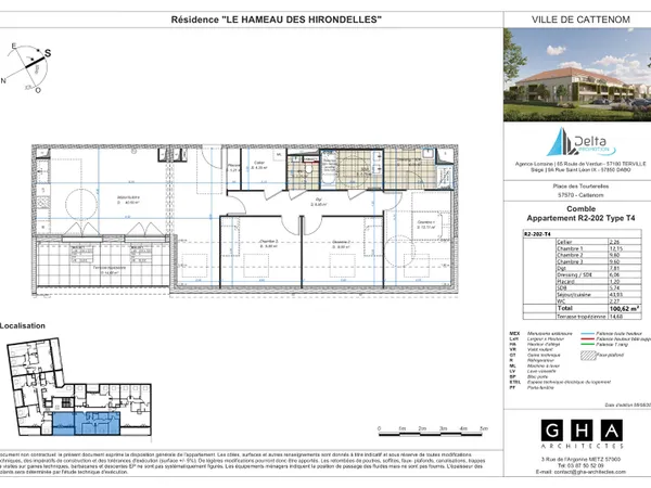 T4 au dernier étage avec sa terrasse de 14.68m² + 2 parkings extérieurs