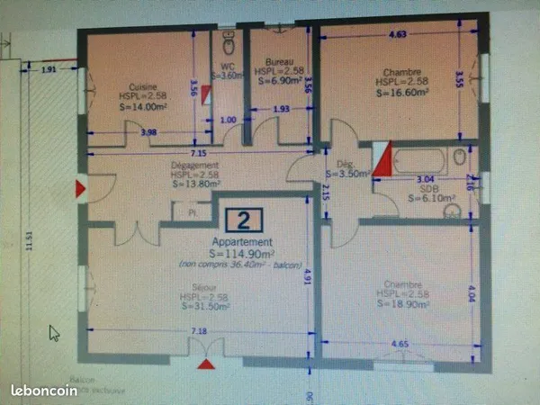 À LOUER - Spacieux appartement T4 de 115 m² avec grand balcon privatif de 36 m² - Miribel (01700)