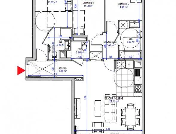 Appartement 4 pièces 81 m²