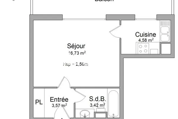 Appartement 1 pièce 28 m²