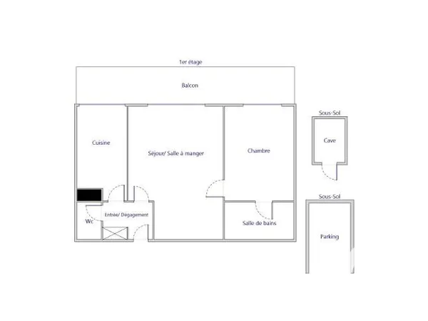 Appartement 2 pièces 44 m²