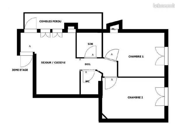 Appartement 3 pièces 59 m²